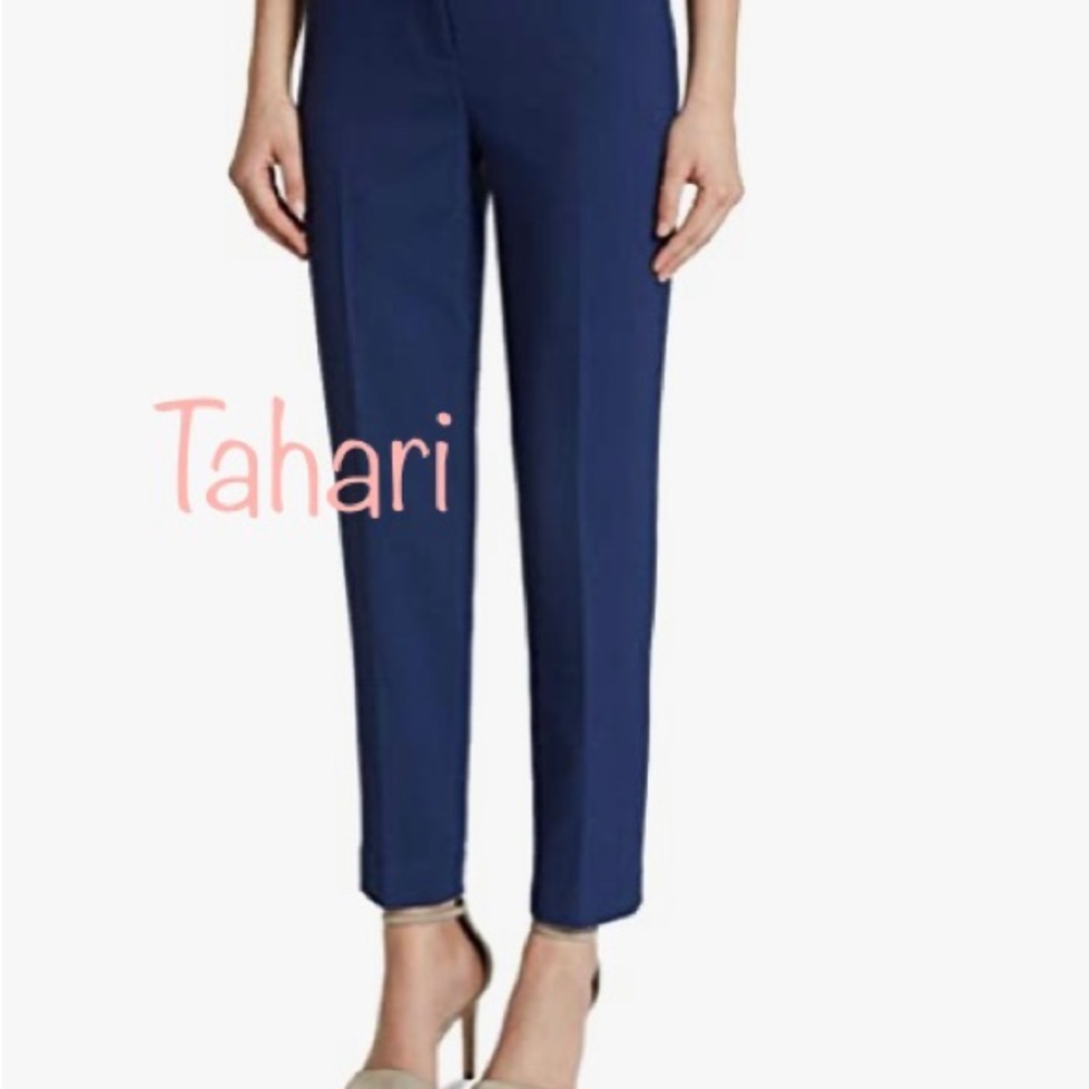 Tahari ASL Women's Woven Solid Dress Pants Navy Size 4